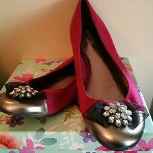 Women's Pink Ballet Flats with rhinestones
